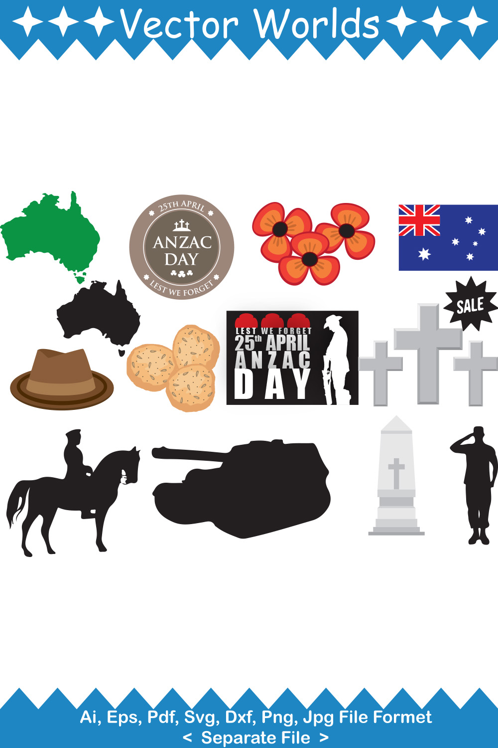 ANZAC Day SVG Vector Design pinterest preview image.