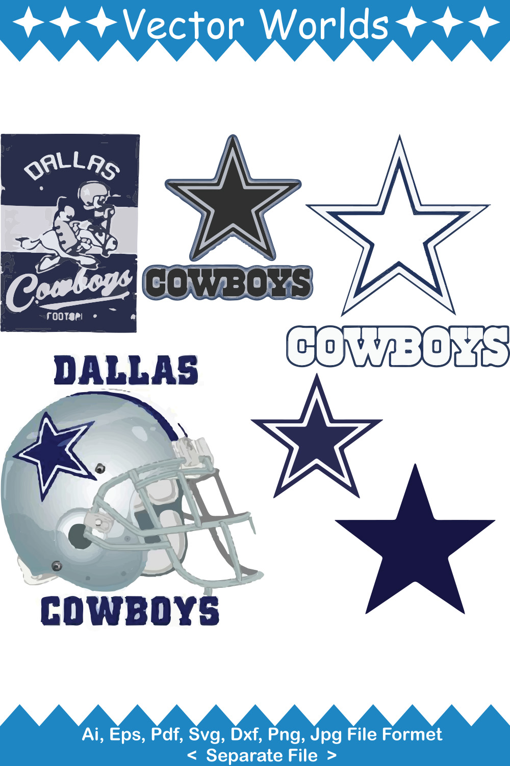 Dallas Cowboy SVG Vector Design pinterest preview image.