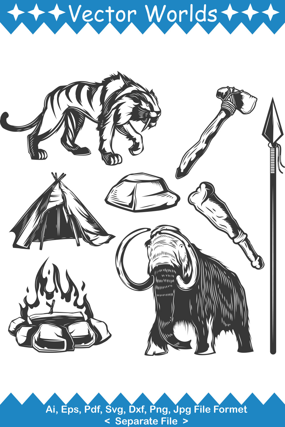 Ancient Animals SVG Vector Design pinterest preview image.