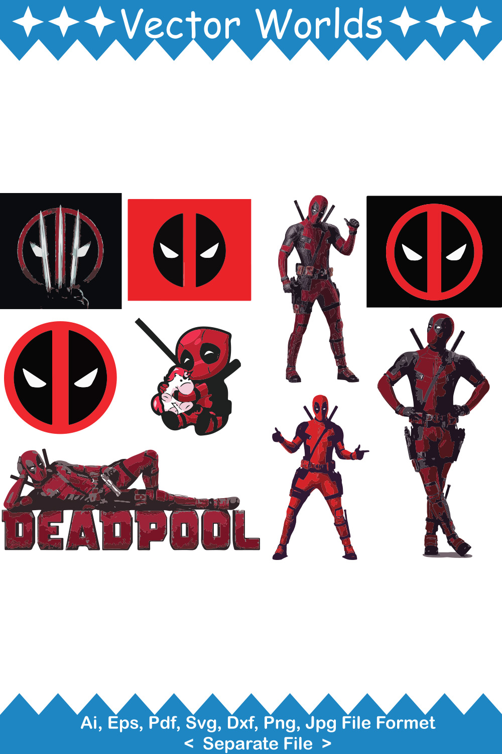 Deadpool Logo SVG Vector Design pinterest preview image.