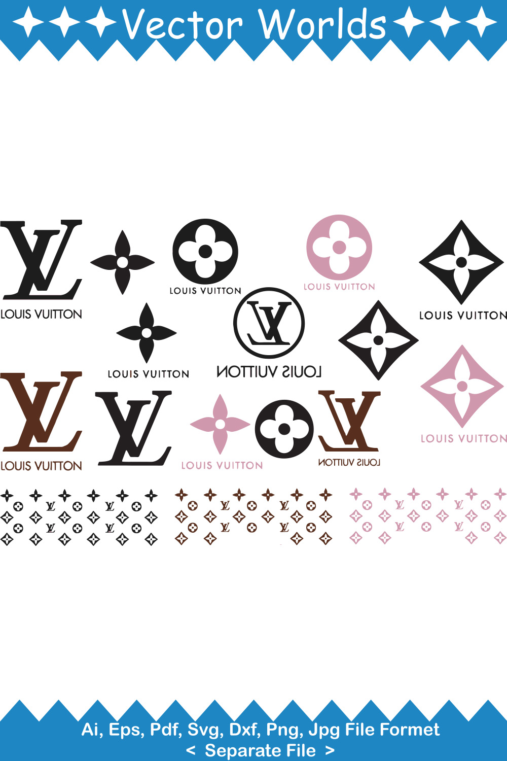 Louis Vuitton SVG Vector Design pinterest preview image.