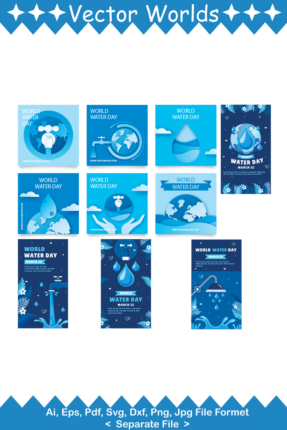 World Water Day SVG Vector Design pinterest preview image.