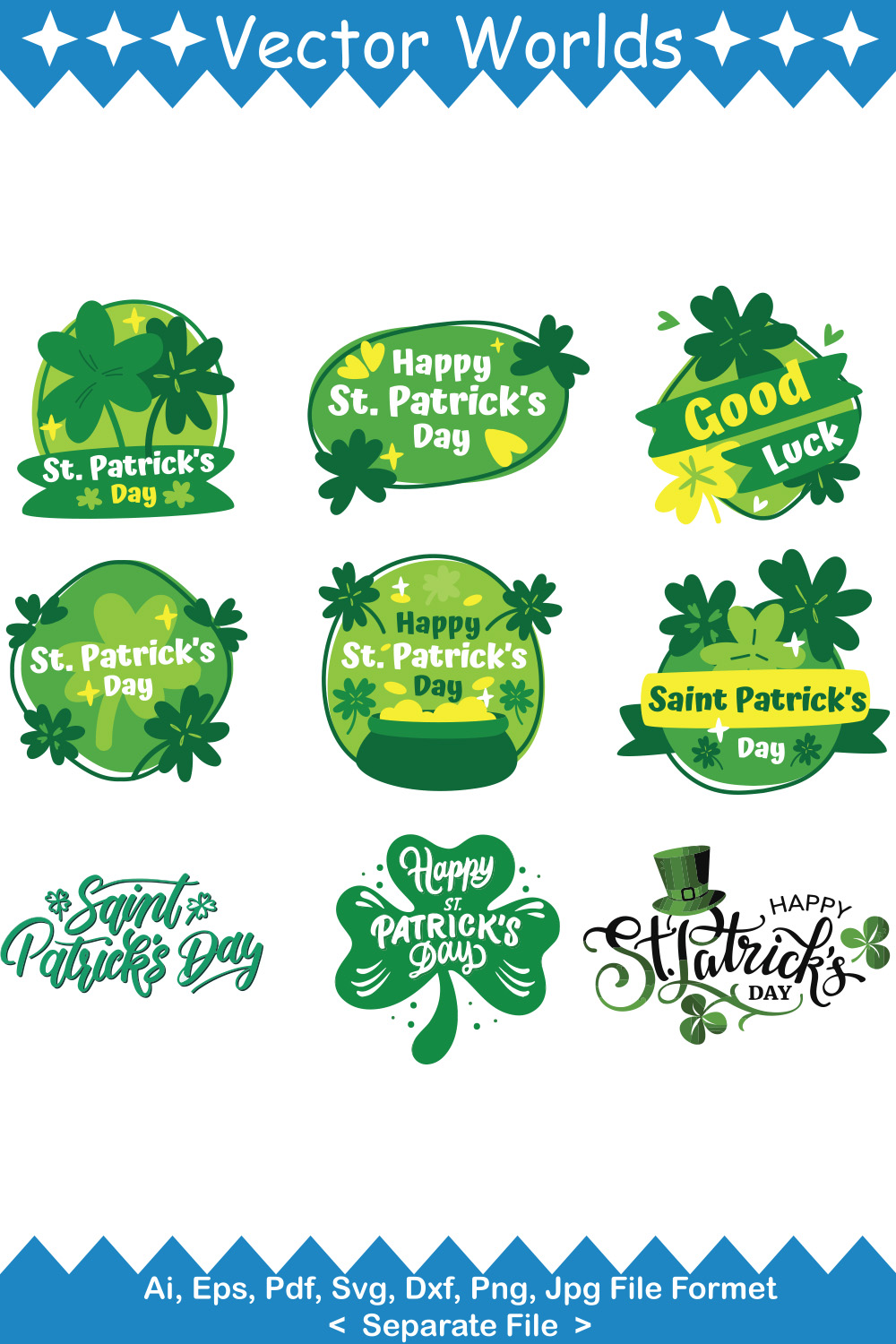 Happy St Patrick's Day SVG Vector Design pinterest preview image.