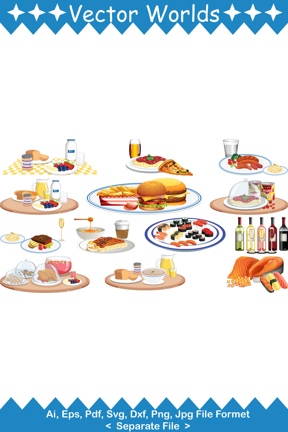 Food Cartoon SVG Vector Design pinterest preview image.