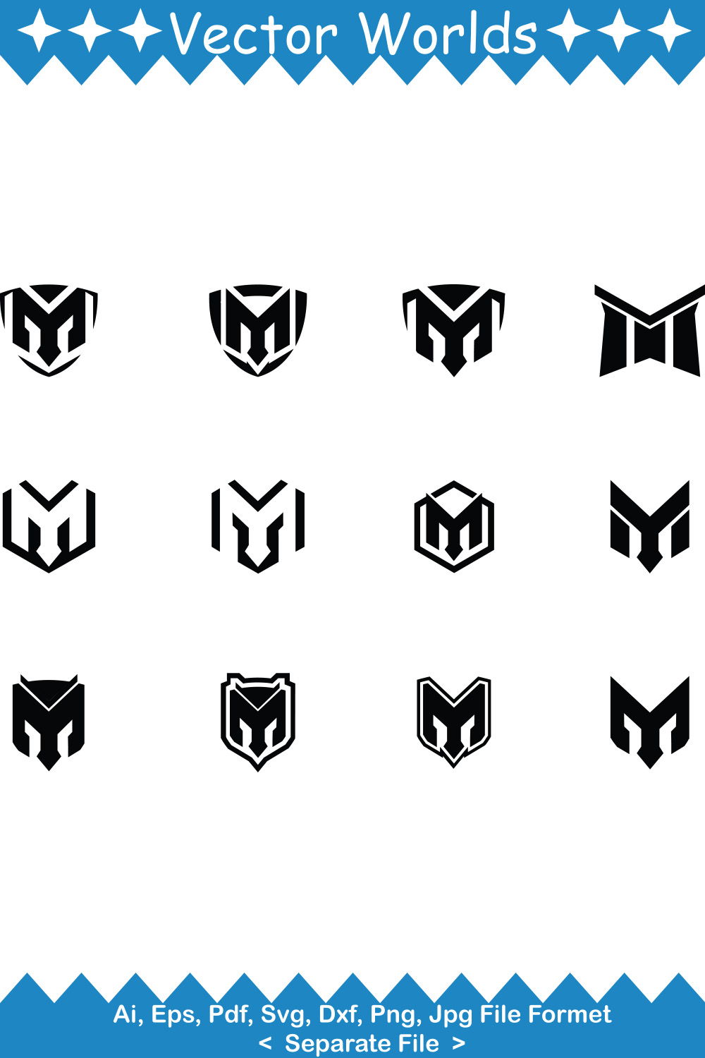 M Logo SVG Vector Design pinterest preview image.