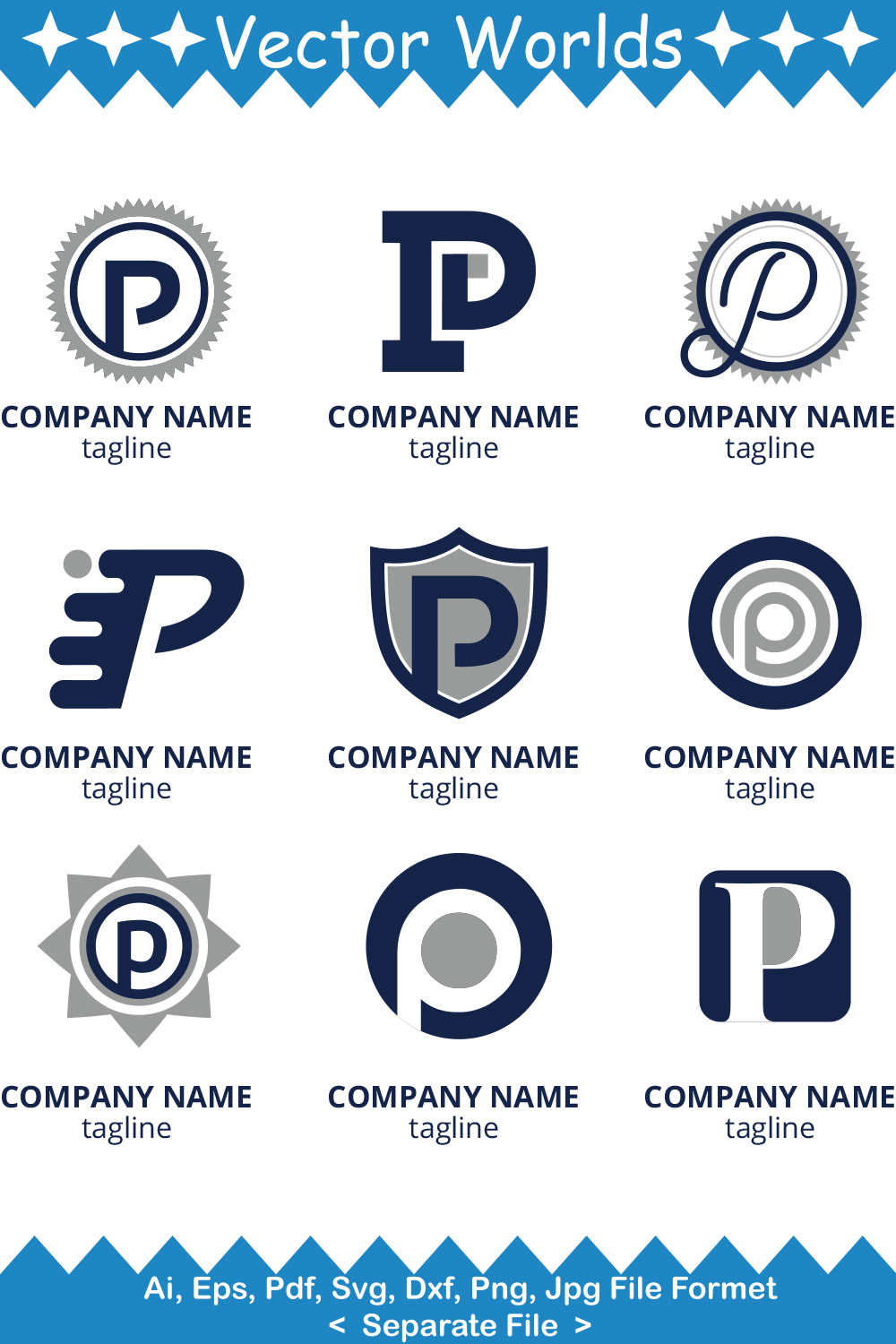 P Logo SVG Vector Design pinterest preview image.