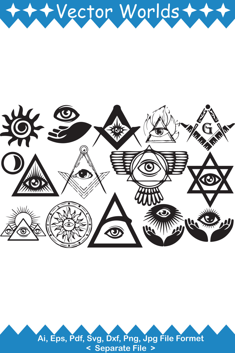 Masonic Eye Symbol SVG Vector Design pinterest preview image.