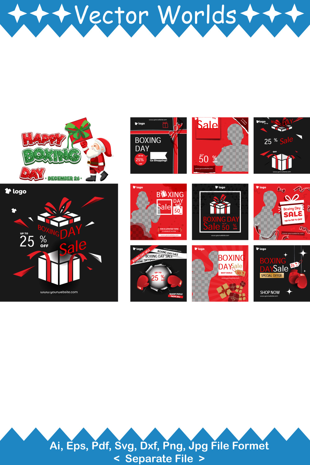 Boxing Day SVG Vector Design pinterest preview image.