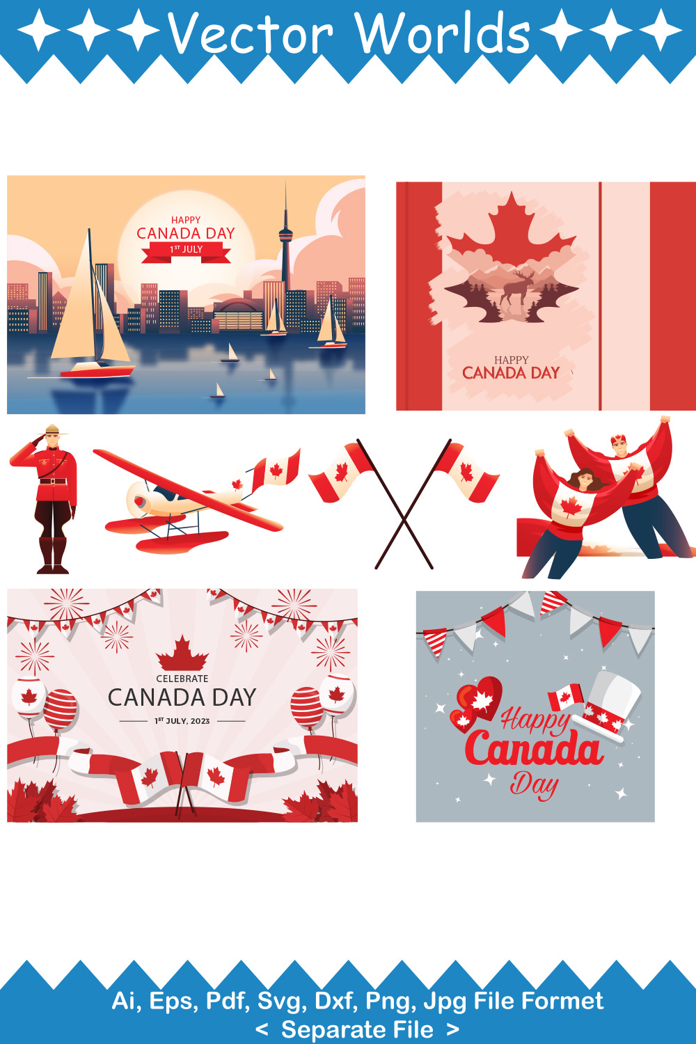 Canada Day SVG Vector Design pinterest preview image.