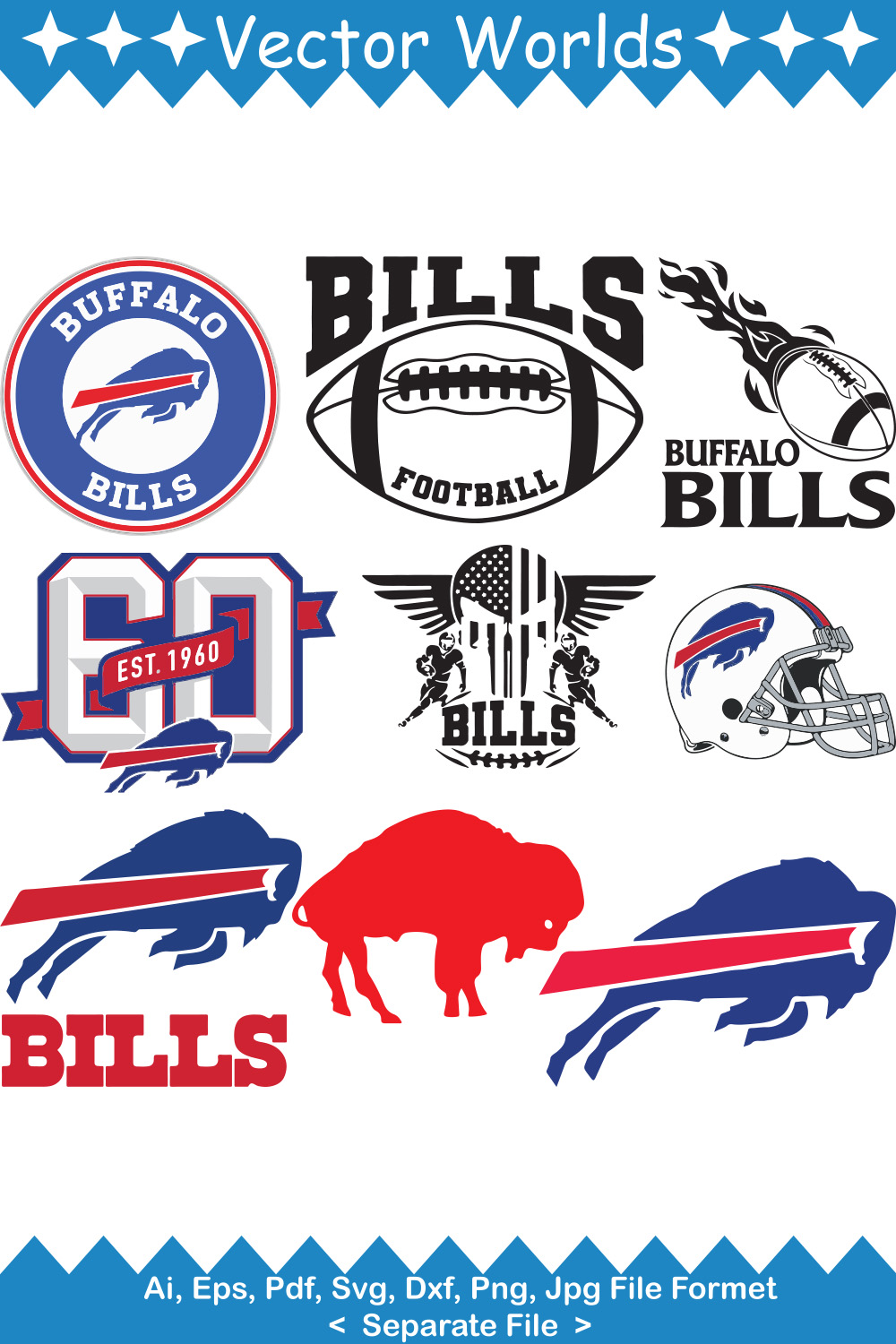 Buffalo Bills Logo SVG Vector Design pinterest preview image.