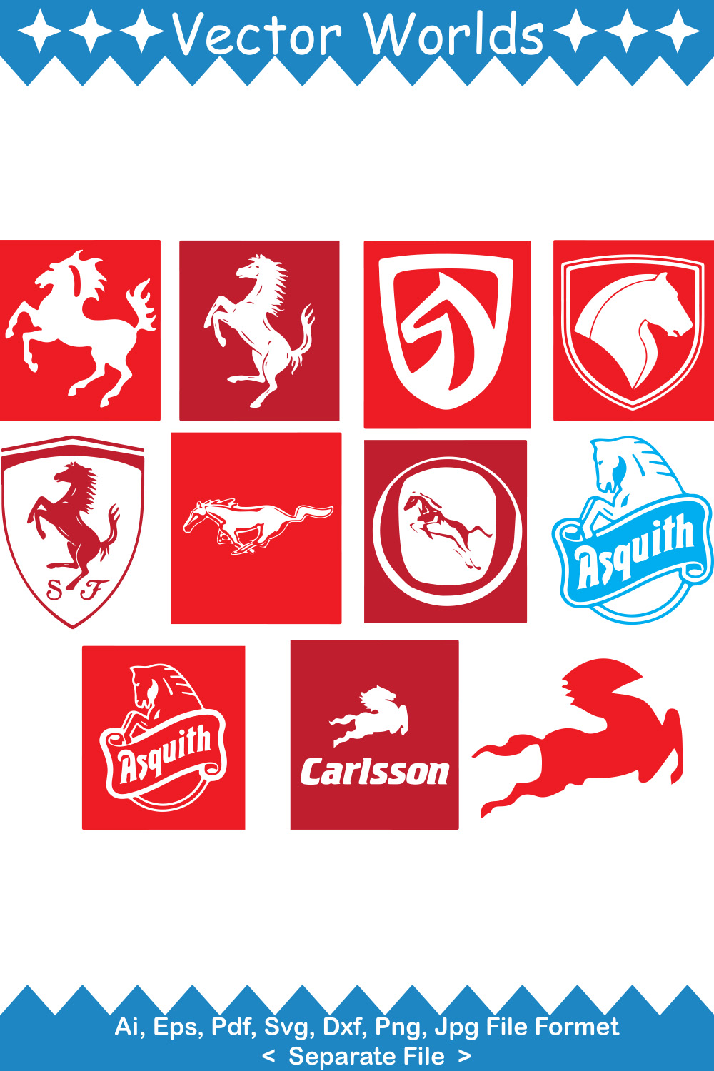 Car Logos with Horse SVG Vector Design pinterest preview image.