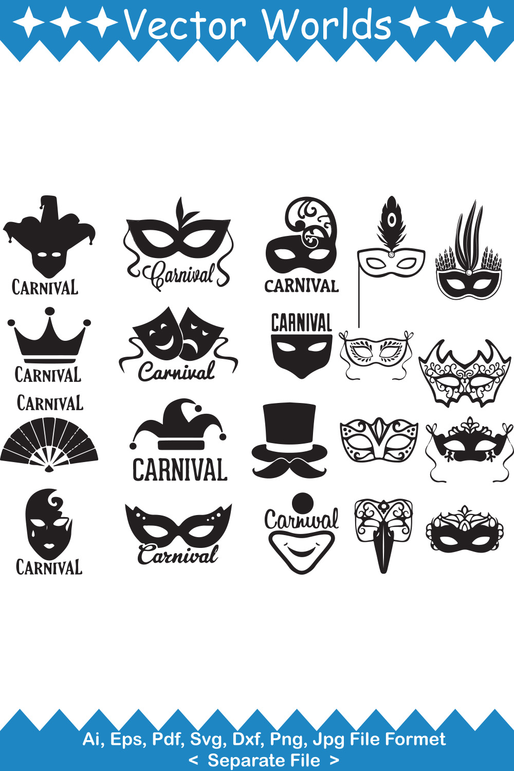 Carnival mask SVG Vector Design pinterest preview image.