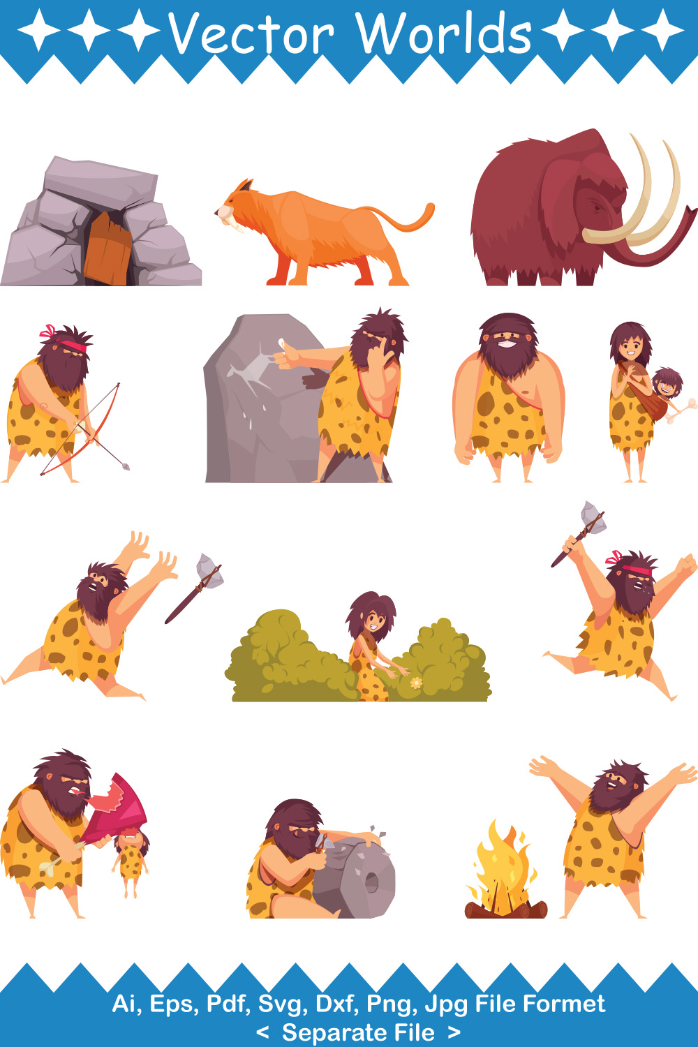 Cave People SVG Vector Design pinterest preview image.