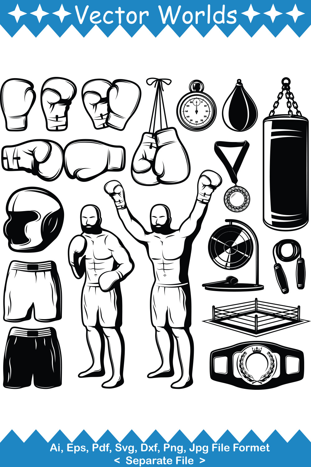 Boxing Element SVG Vector Design pinterest preview image.
