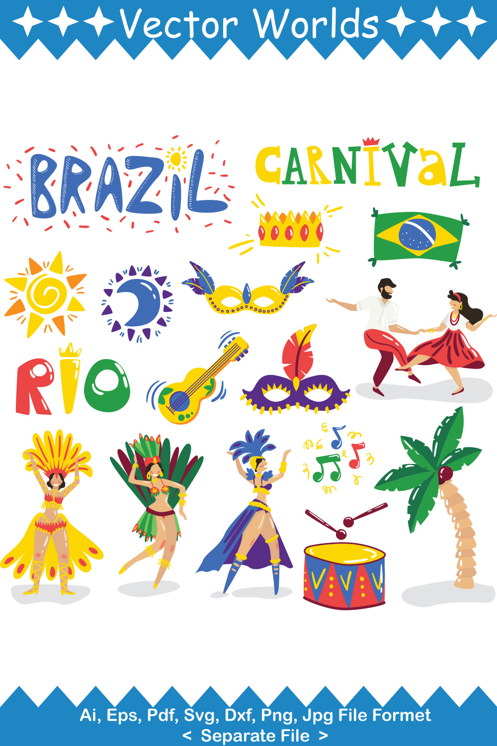 Carnival Of Brazil SVG Vector Design pinterest preview image.