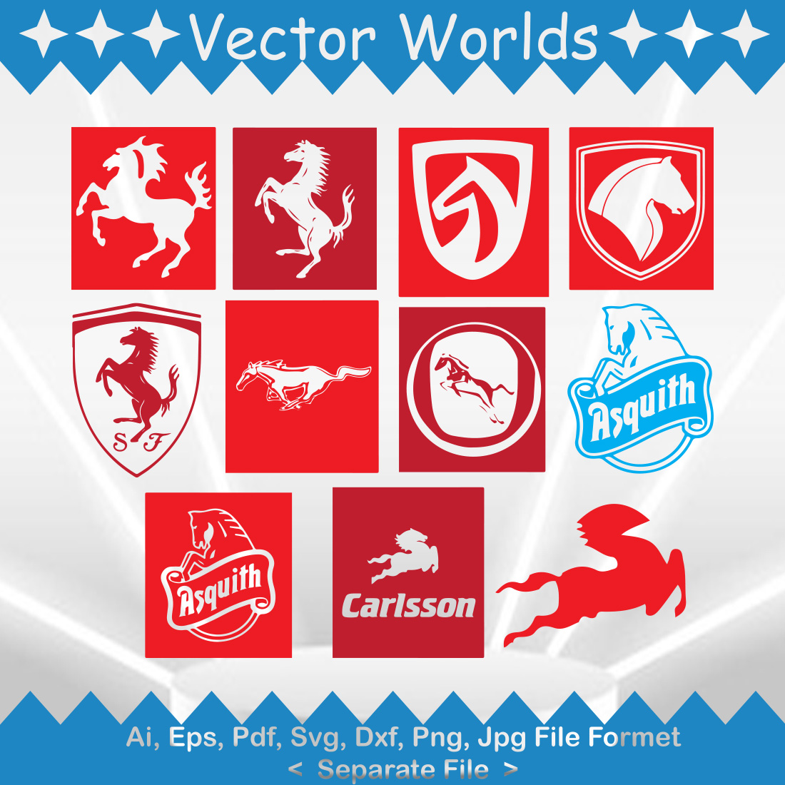 Car Logos with Horse SVG Vector Design preview image.
