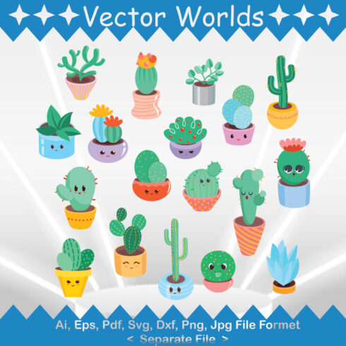 Cactus Design SVG Vector Design cover image.