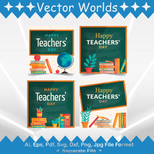 Happy Teacher Day SVG Vector Design cover image.