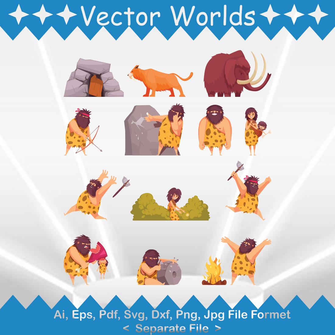 Cave People SVG Vector Design preview image.