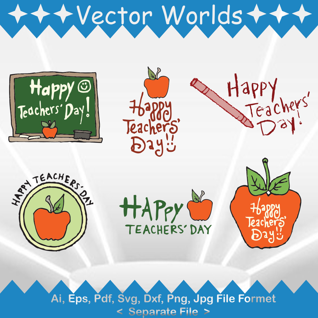Happy Teacher Day SVG Vector Design cover image.