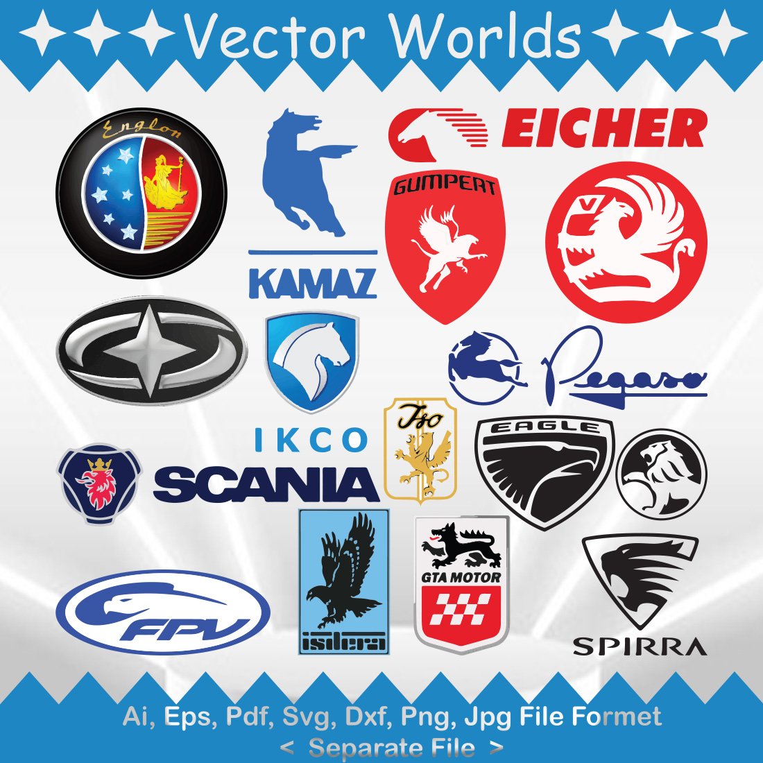 Car Brands with Animal Logo SVG Vector Design preview image.