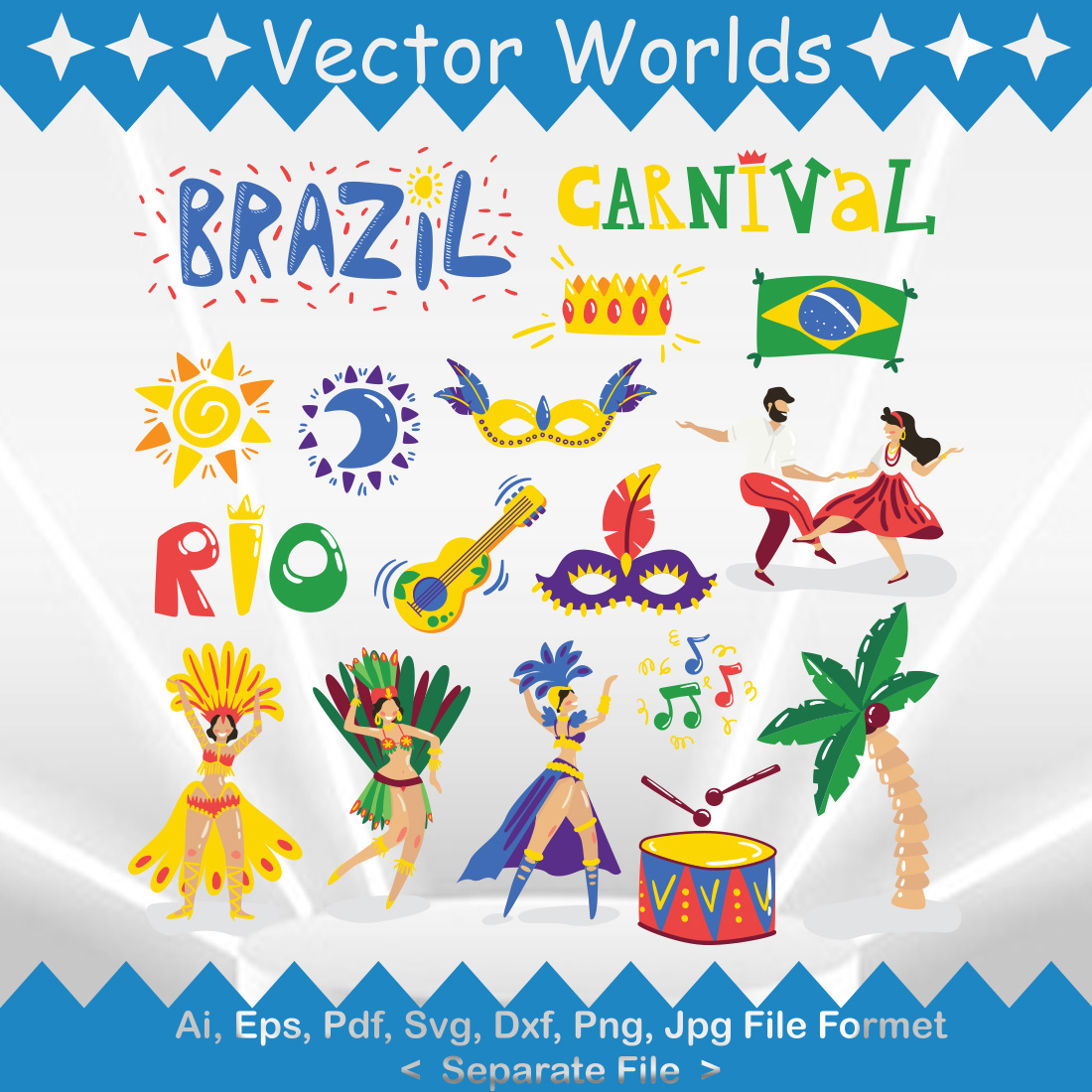 Carnival Of Brazil SVG Vector Design cover image.