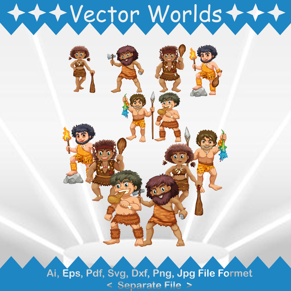 Cave People SVG Vector Design preview image.