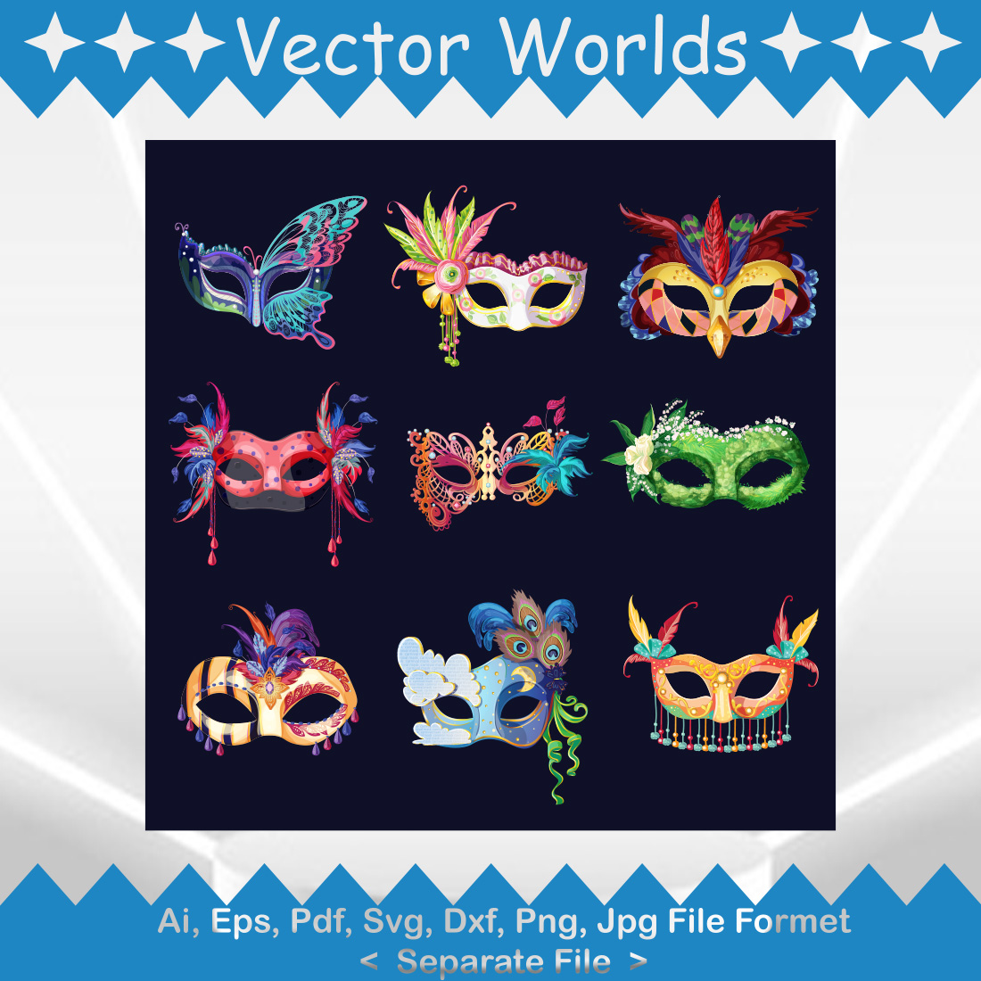 Carnival Of Venice SVG Vector Design preview image.