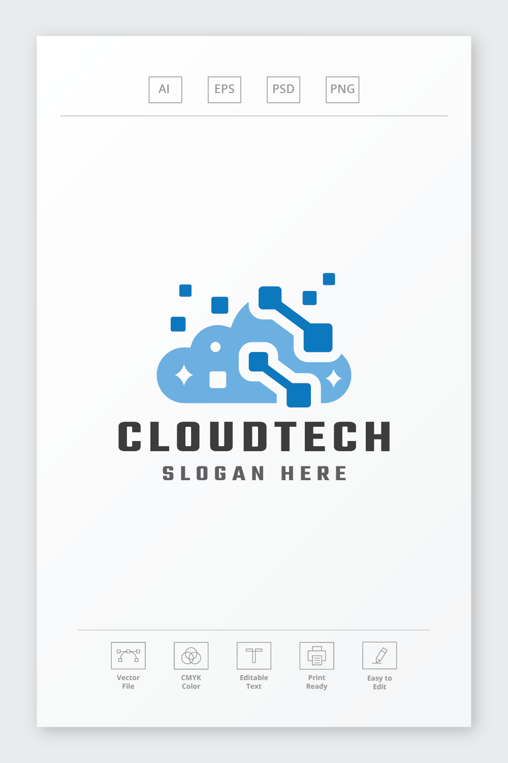 Cloud Tech Logo pinterest preview image.