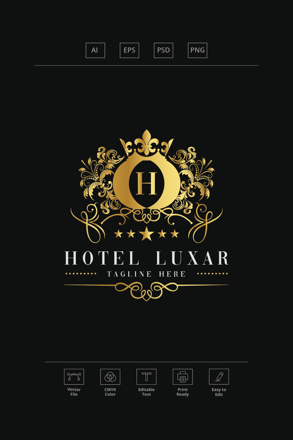 Hotel Luxar Letter H Logo pinterest preview image.