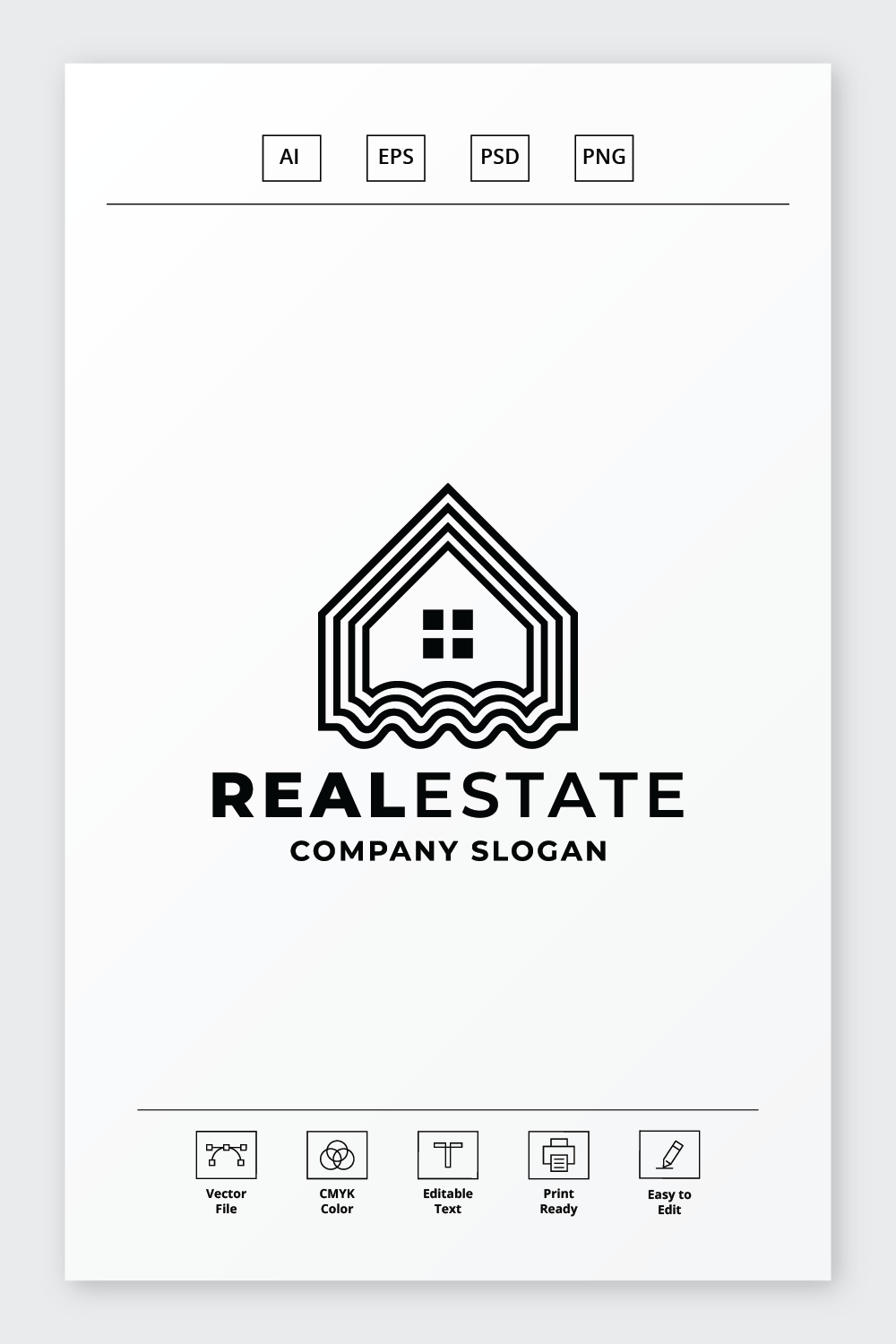 Real Estate Lines Logo pinterest preview image.