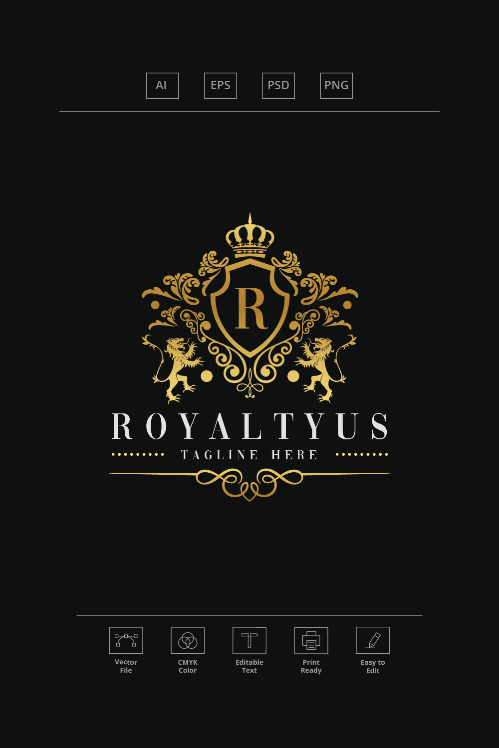 Royaltyus Letter R Logo pinterest preview image.