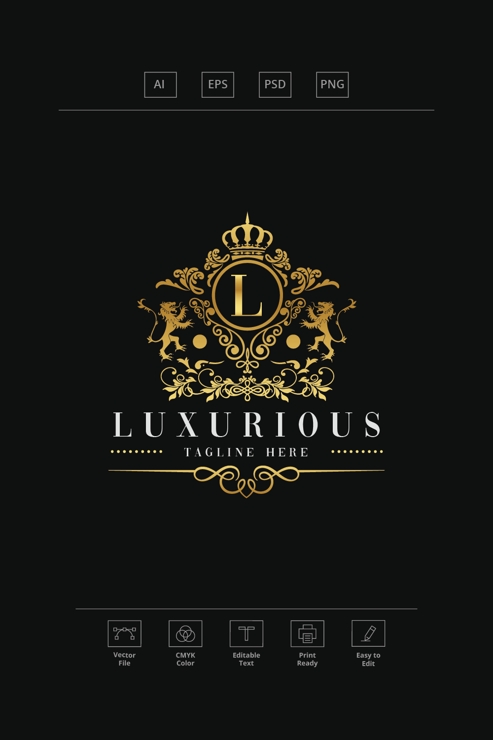Luxurious Letter L Logo pinterest preview image.
