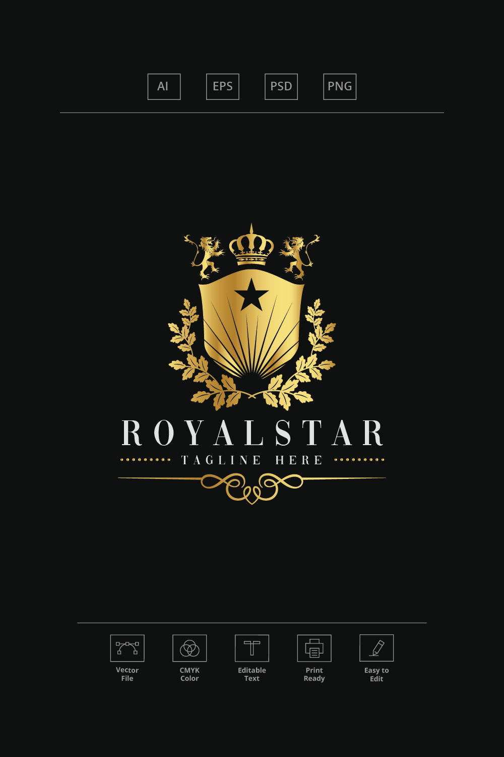 Royalty Star Logo pinterest preview image.