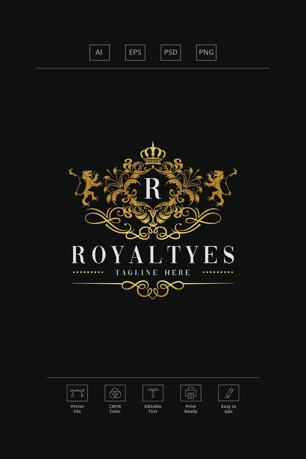 Royaltyes Letter R Logo pinterest preview image.