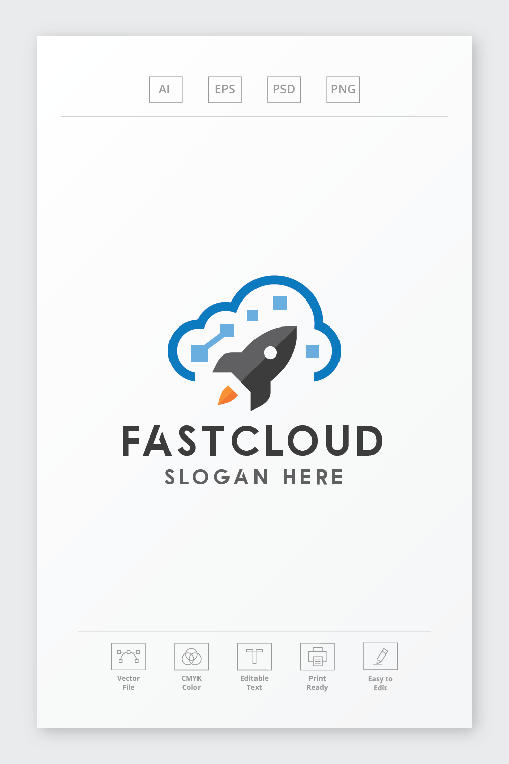 Fast Cloud Logo pinterest preview image.