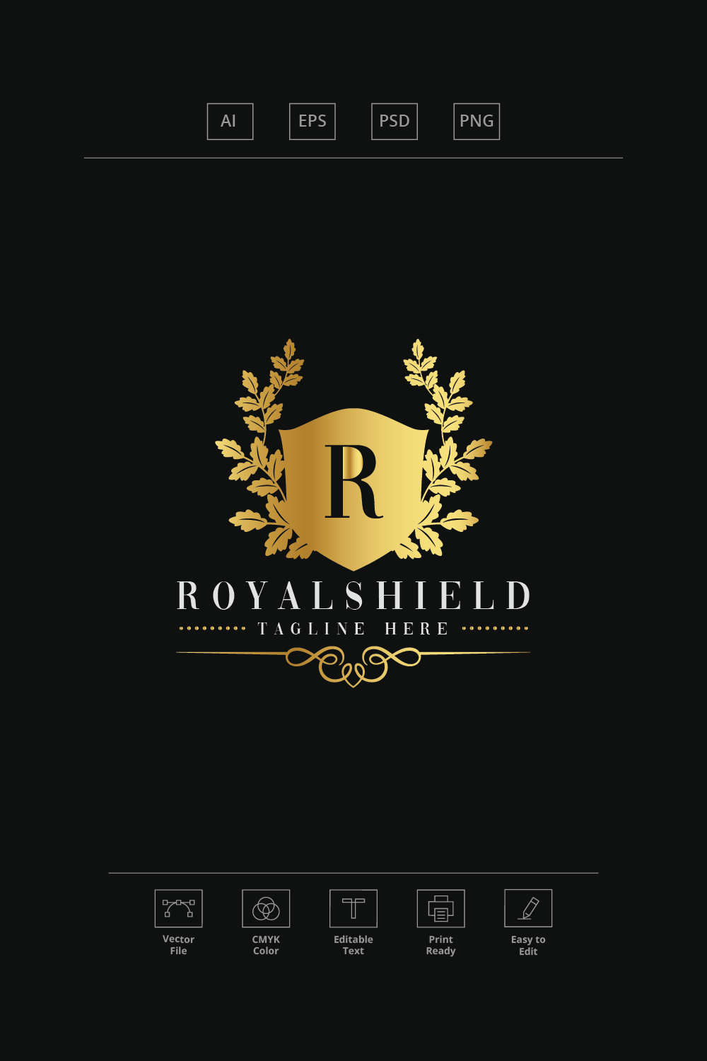 Royal Shield Letter R Logo pinterest preview image.