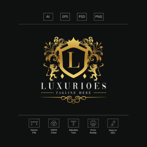 Luxurious Letter L Logo cover image.