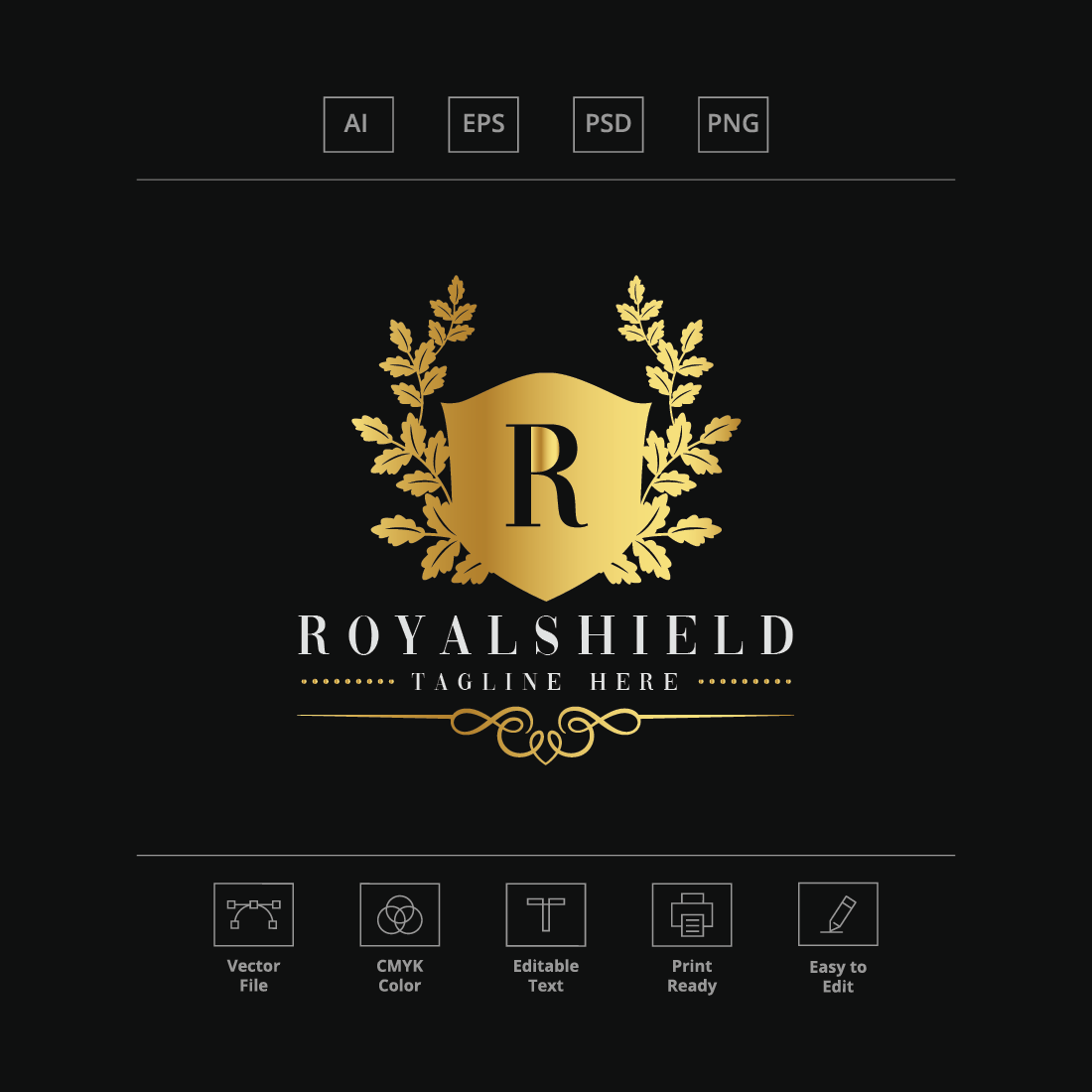Royal Shield Letter R Logo preview image.