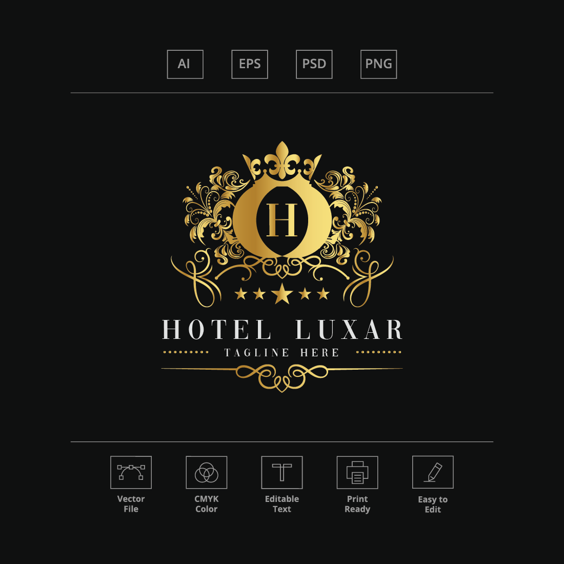 Hotel Luxar Letter H Logo preview image.