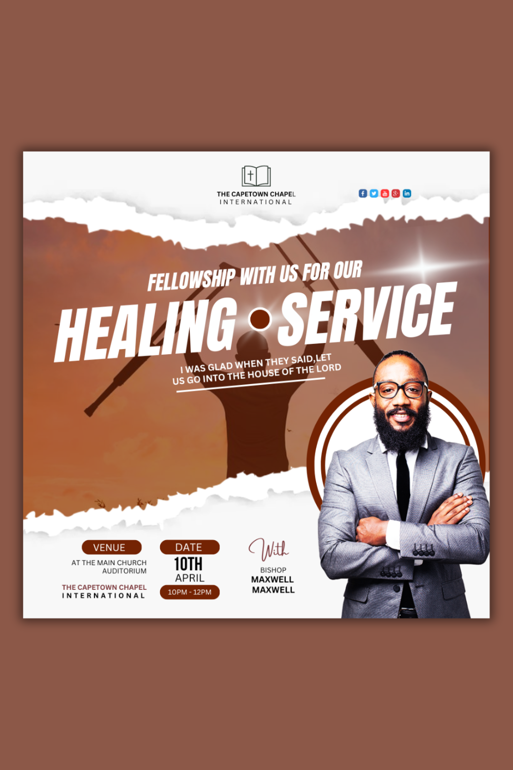 1 Instagram sized Canva Church Healing Service Design Template Bundle – $4 pinterest preview image.