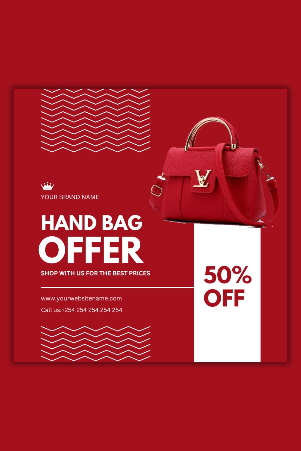 1 Instagram sized Canva Hand Bag Offers Design Template Bundle – $4 pinterest preview image.