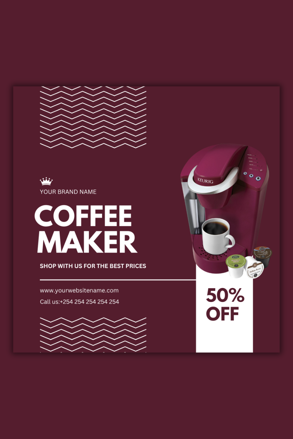 1 Instagram sized Canva Coffee Maker Design Template Bundle – $4 pinterest preview image.
