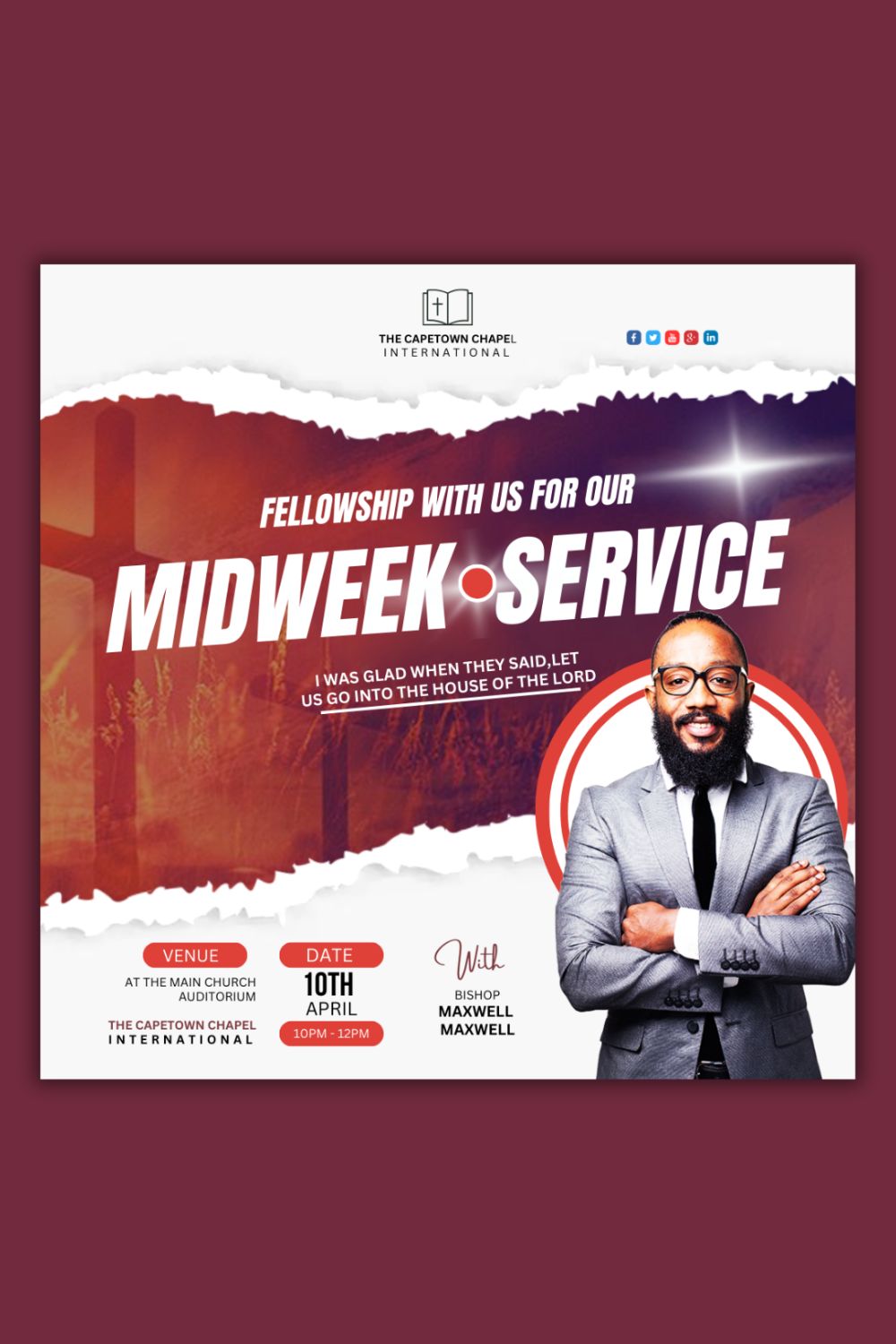 1 Instagram sized Canva Church Midweek Service Design Template Bundle – $4 pinterest preview image.