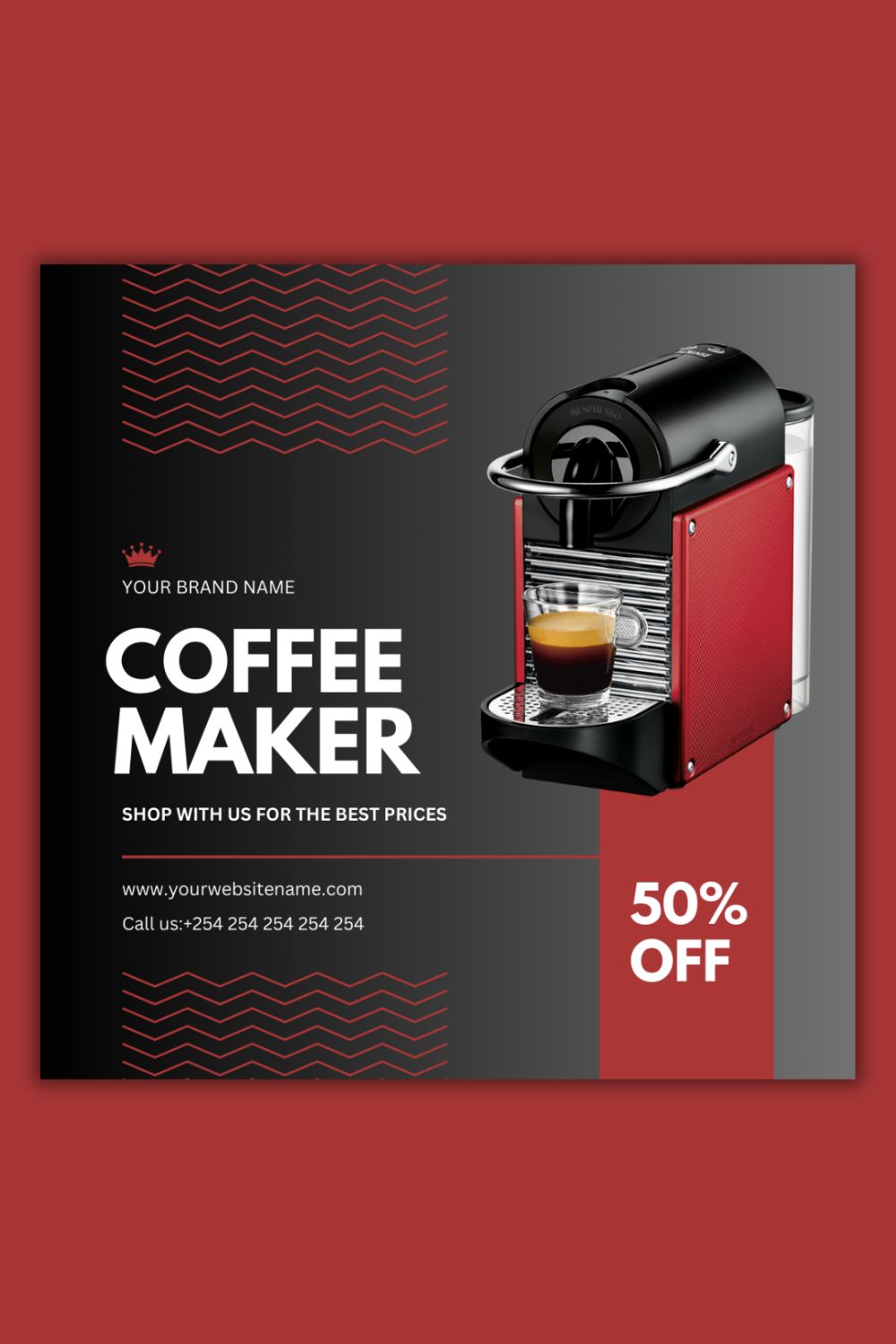 1 Instagram sized Canva Coffee Maker Sale Design Template Bundle – $4 pinterest preview image.