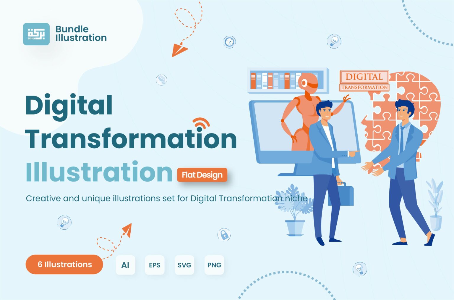 Illustration Design Digital Transformation - MasterBundles