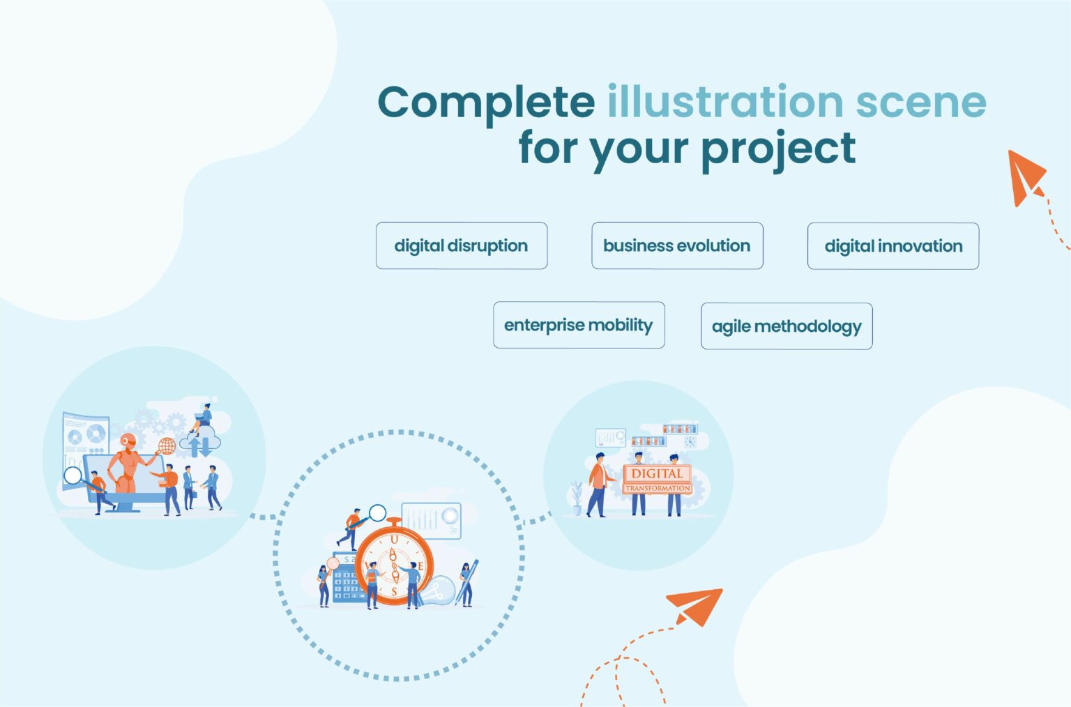 Illustration Design Digital Transformation - MasterBundles