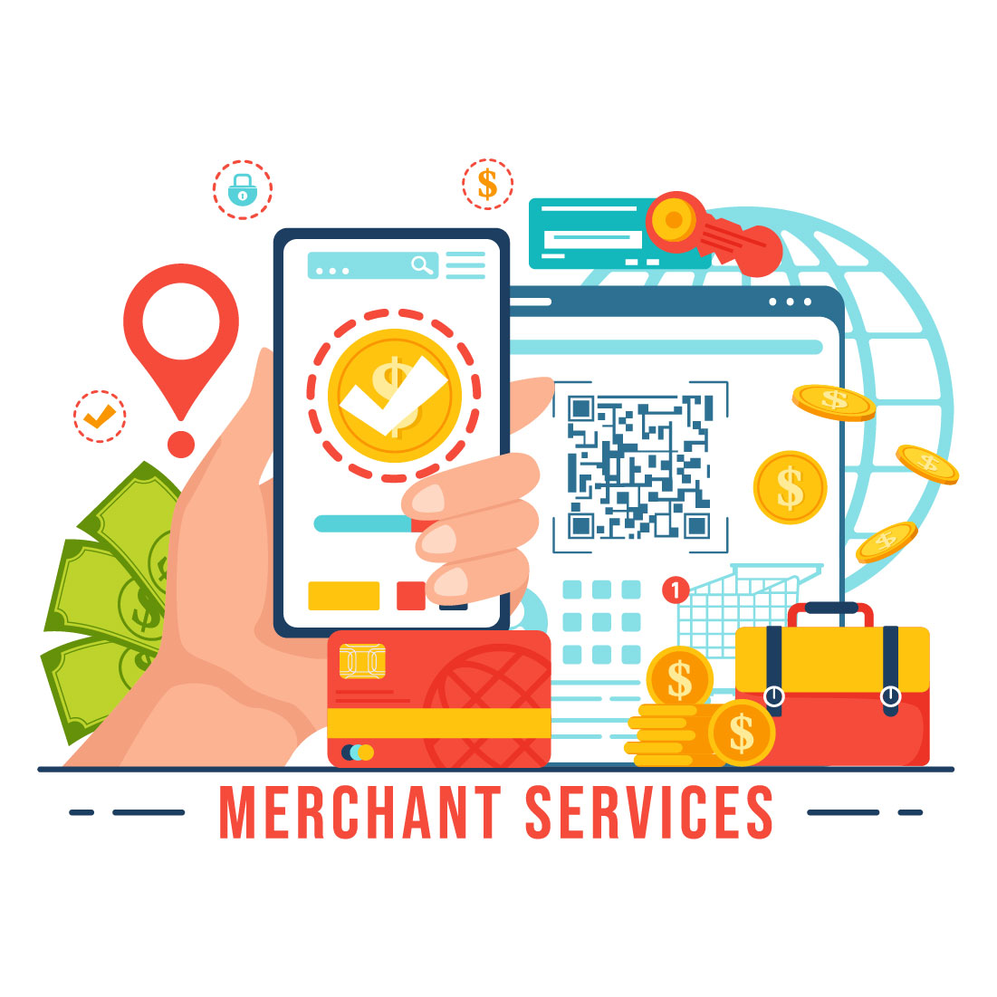 12 Merchant Service Illustration preview image.