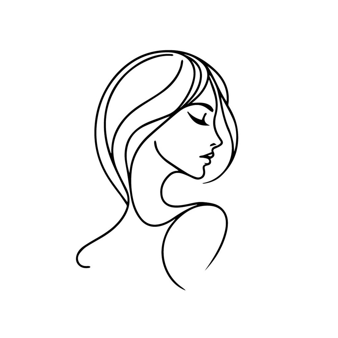 minimalist line art logo featuring a beautiful girl preview image.