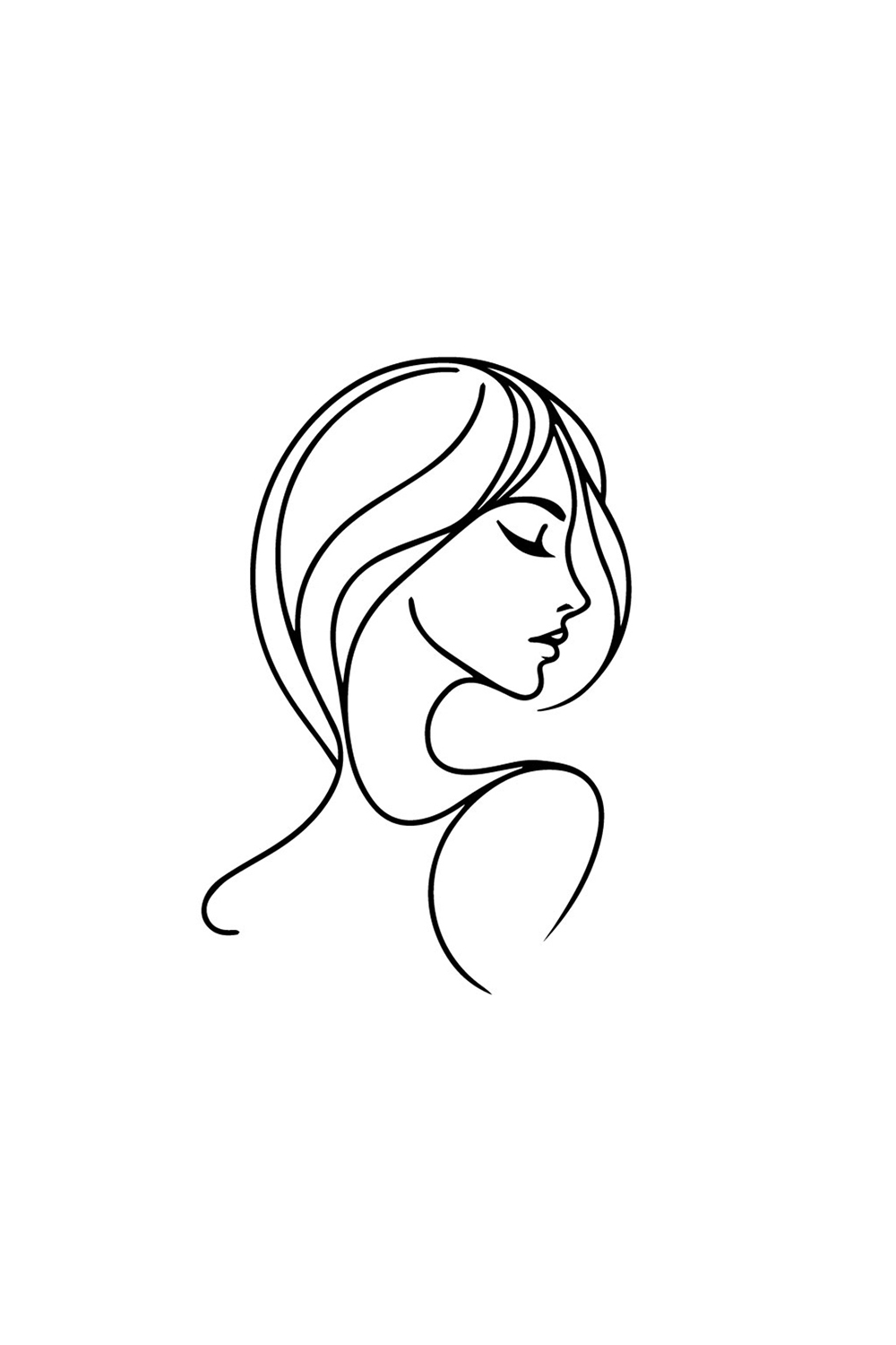 minimalist line art logo featuring a beautiful girl pinterest preview image.